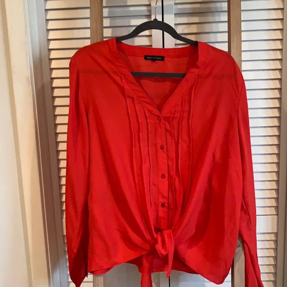 Red silky top